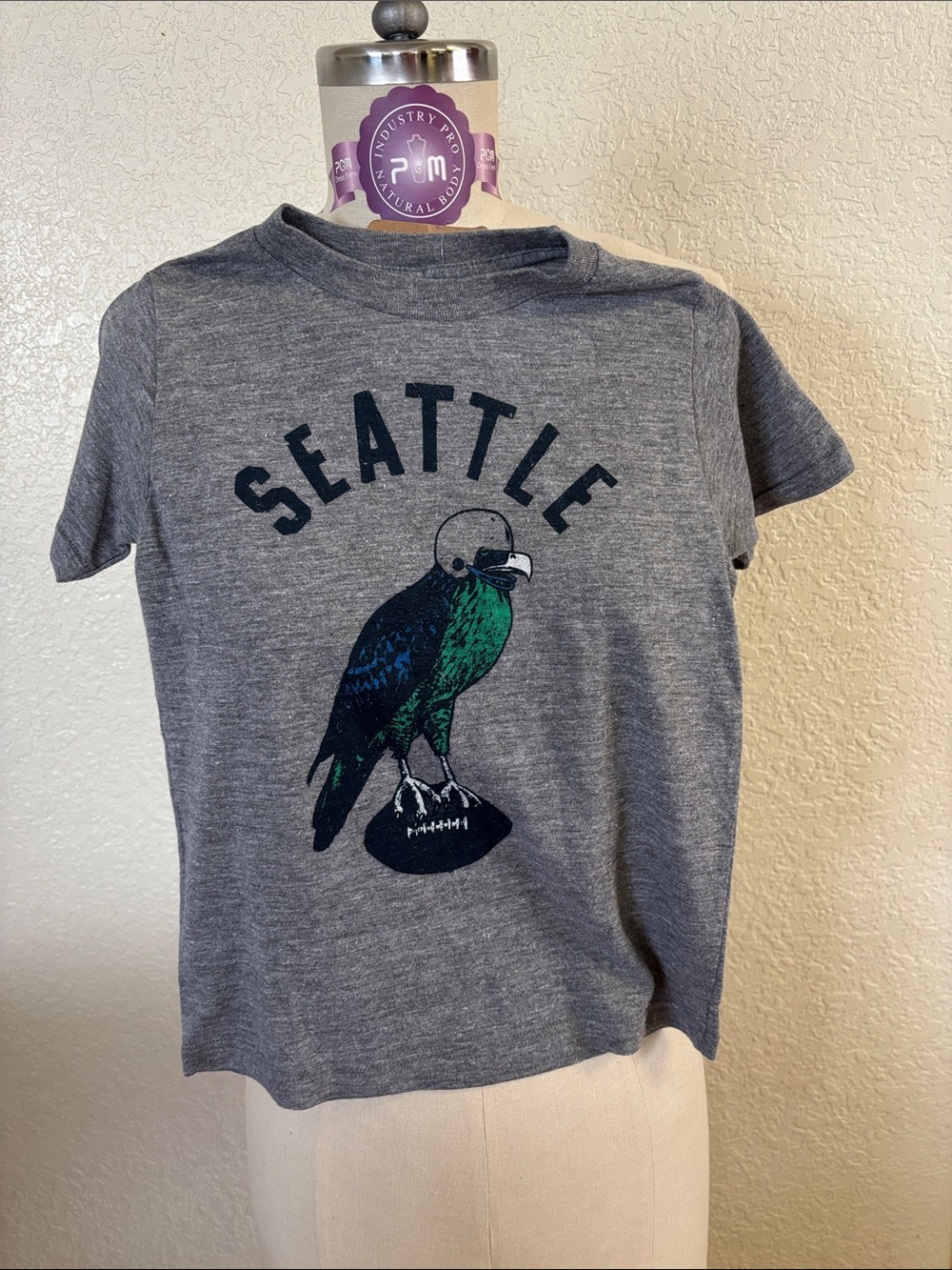 Seattle Graphic Kids Tee - Heather Gray with Green/Blue Bird